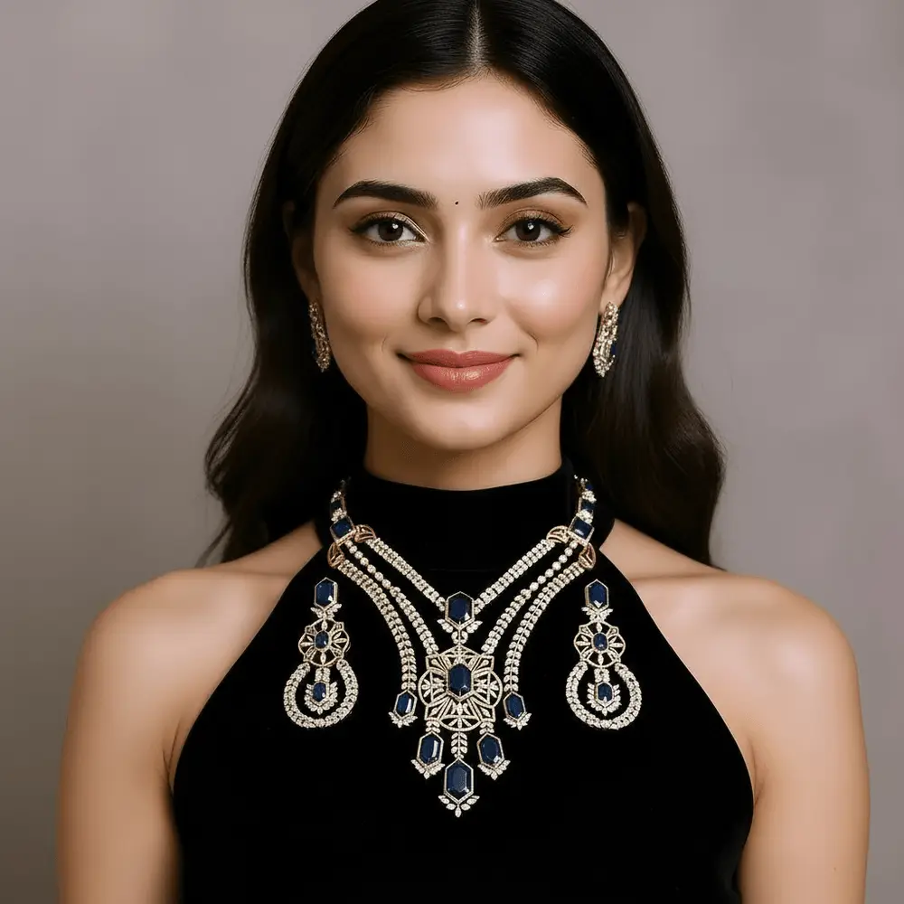 Royal Blue Gemstone Jewelry Set view 3